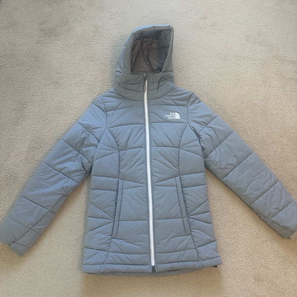 North Face Gray Hooded Puffer Jacket